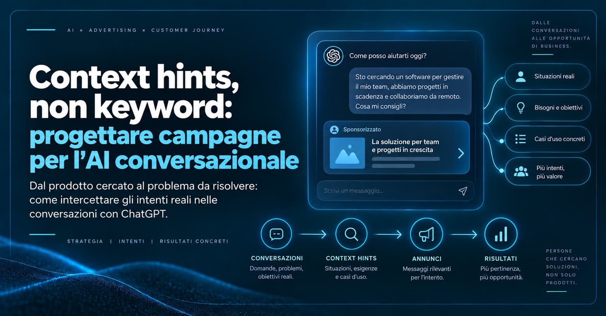 Context hints, non keyword: progettare campagne per l'AI conversazionale
